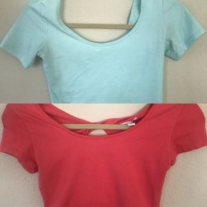 ❤️LOT OF 2 CROP TOPS FOREVER 21 MINT BLUE CORAL S